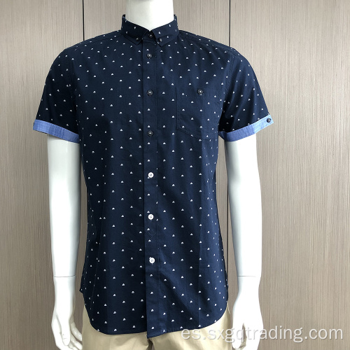 Camisa de manga corta 100% algodón con estampado masculino